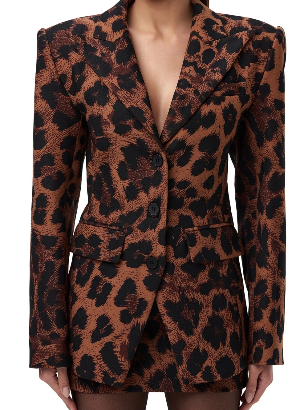 SET - Naked Wardrobe Leopard Power Shoulder Blazer + Mini Skirt Set NWT M - Picture 6 of 7